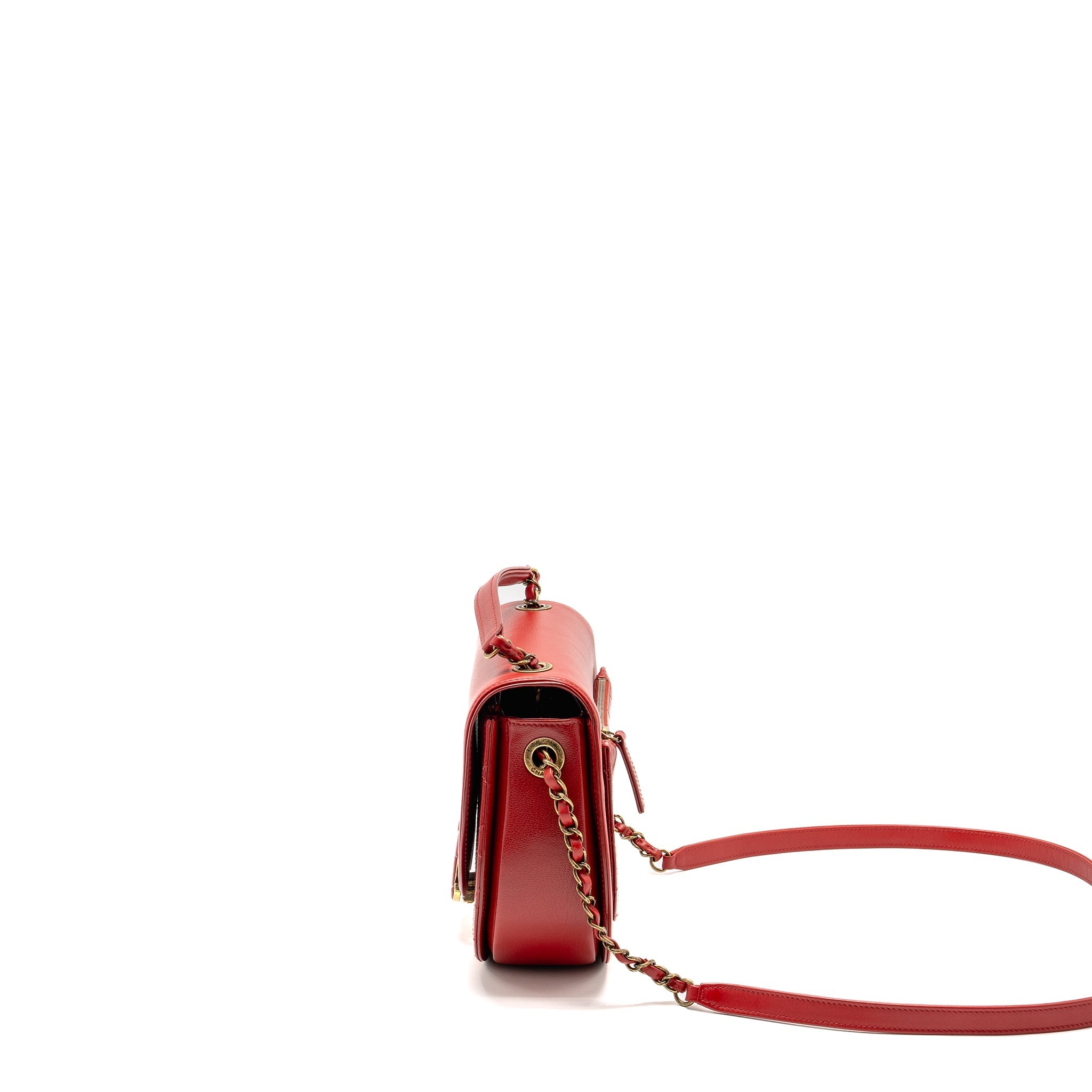 CHANEL MEDIUM COCO CURVE FLAP BAG CALFSKIN RED GHW