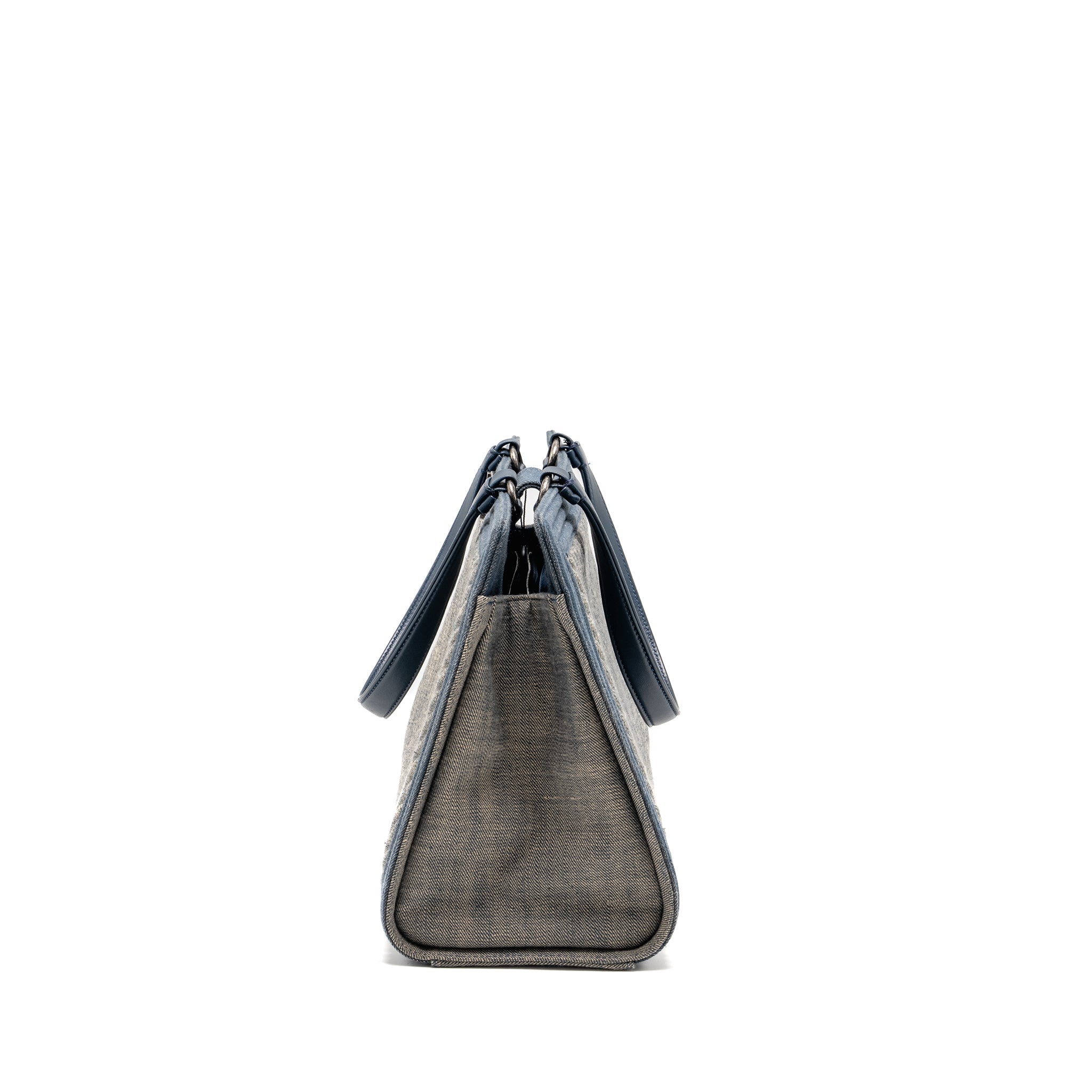 CHANEL 15P BOY CHEVRON SHOPPING TOTE BAG DENIM/ LAMBSKIN BLUE RUTHENIUM HARDWARE