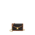 CELINE WALLET ON CHAIN MARGO TRIOMPHE CANVAS/CALFSKIN TAN GHW