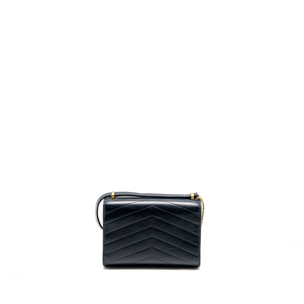 CHANEL LOCK ME UP CHEVRON MEDAL FLAP BAG CALFSKIN DARK NAVY GHW