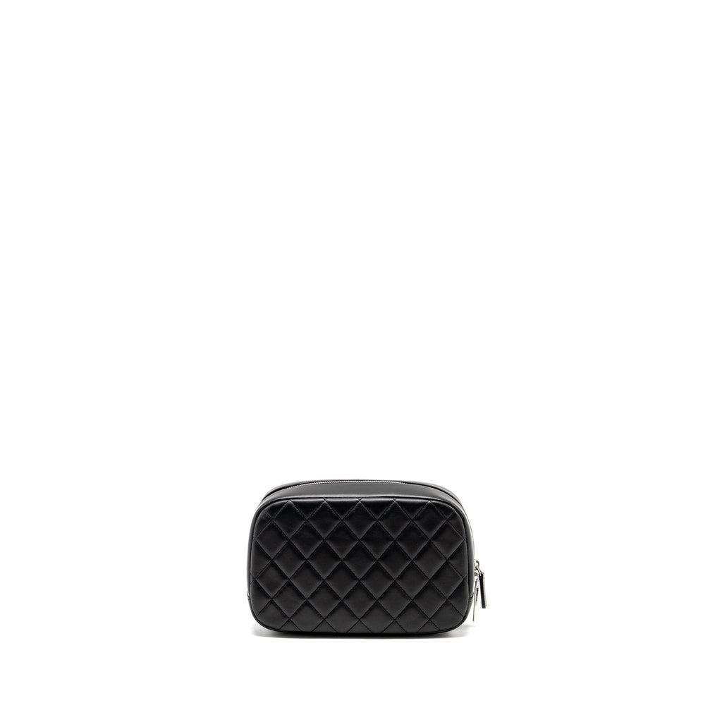 CHANEL QUILTED COSMETIC POUCH LAMBSKIN BLACK SHW