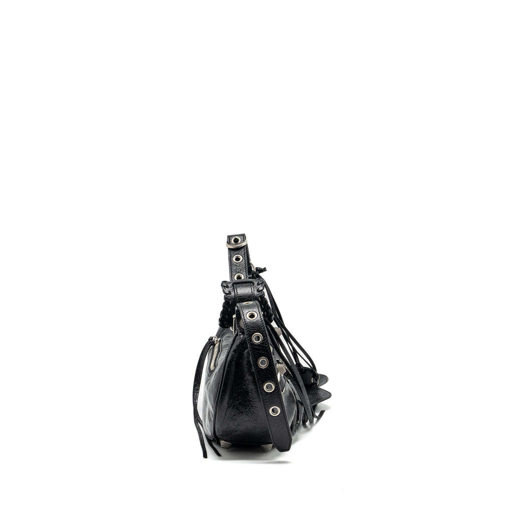 BALENCIAGA LE CARGOLE SMALL SHOULDER BAG LAMBSKIN BLACK SHW