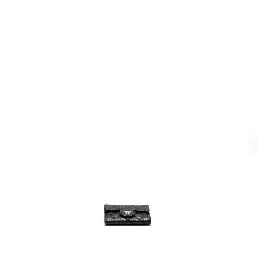 CHANEL CLASSIC FLAP CARD HOLDER CAVIAR BLACK GHW (MICROCHIP)