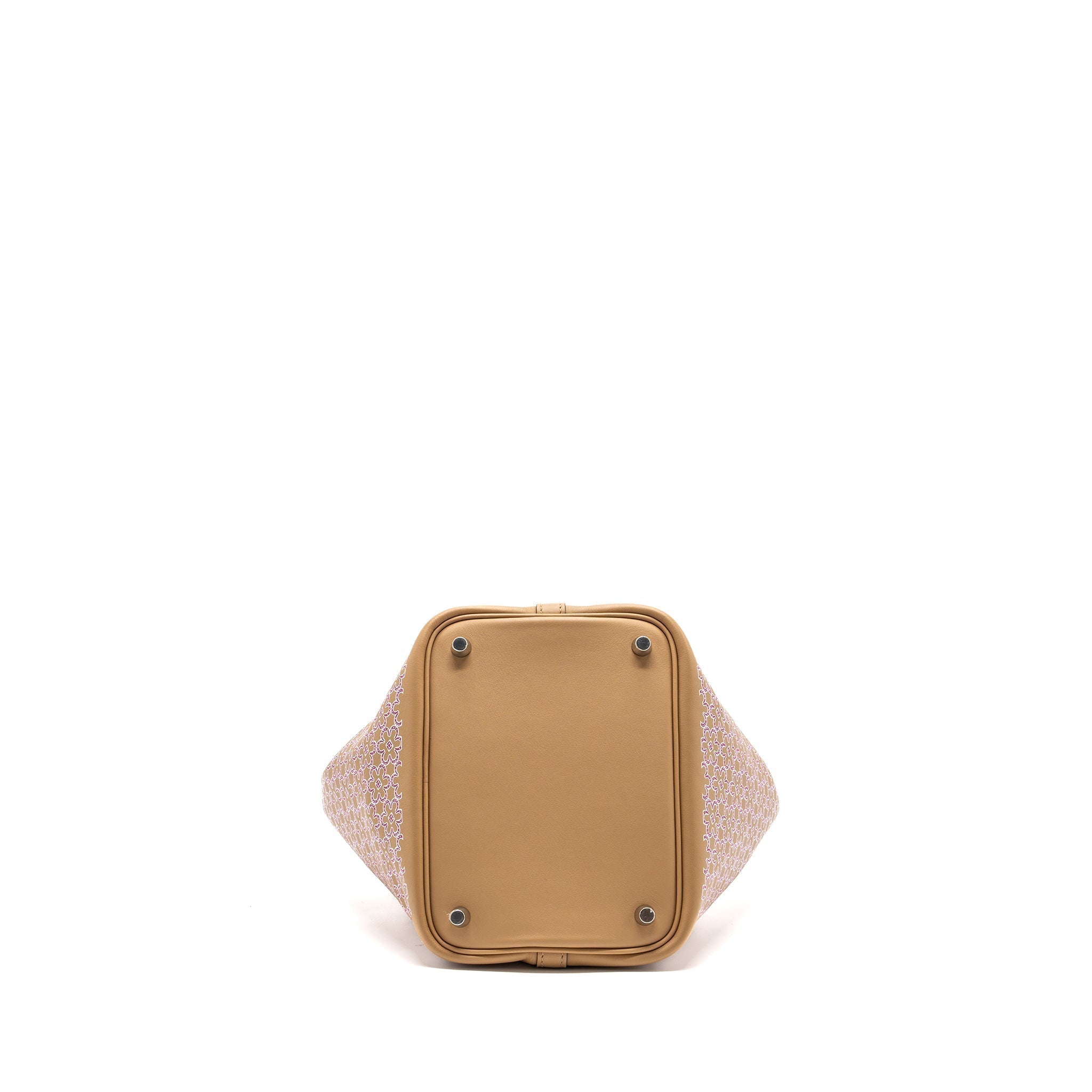 HERMES PICOTIN 18 LUCKY DAISY LOCK BAG SWIFT CHAI-ROSE-BLANC / ROSE SHW