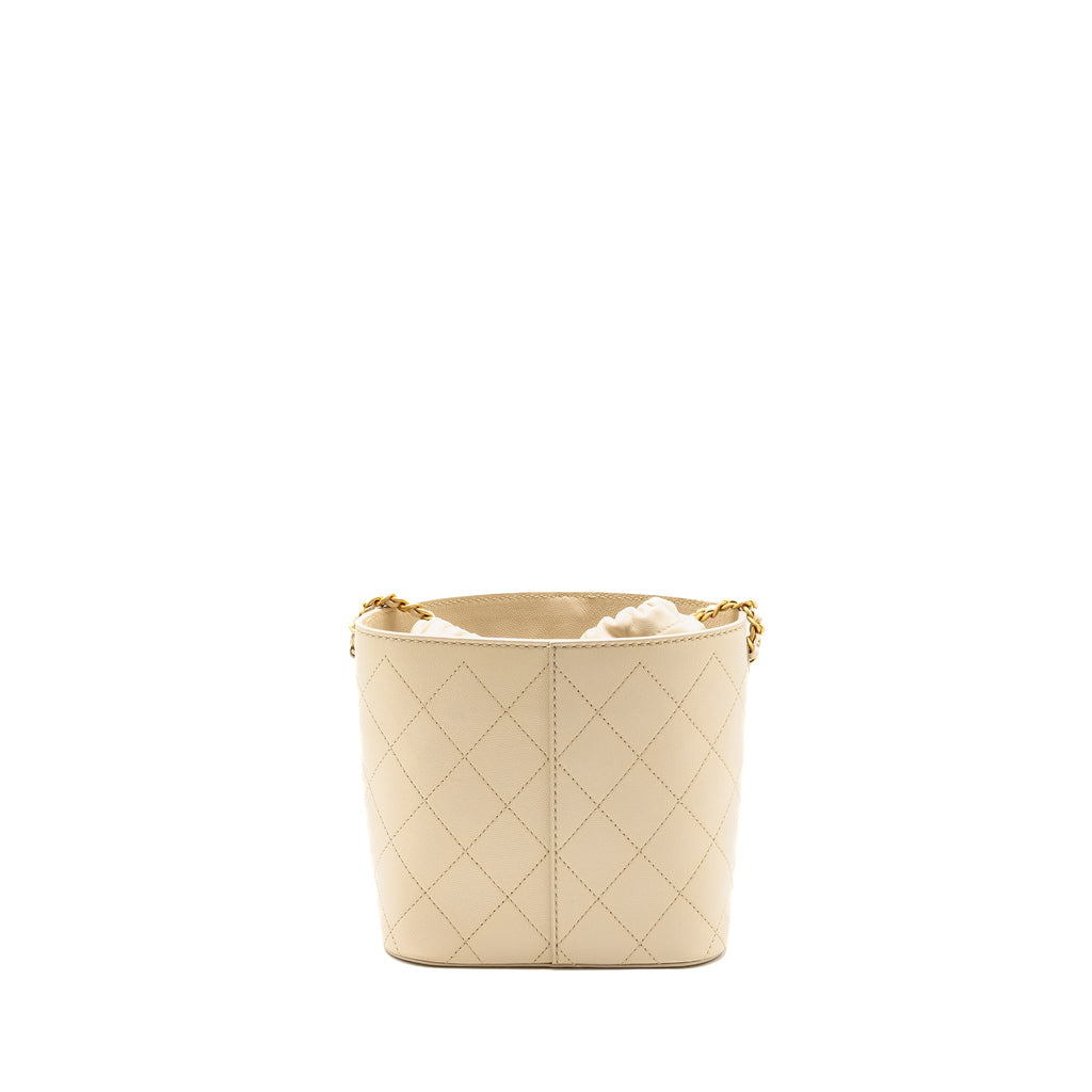 CHANEL BUCKET BAG LAMBSKIN CREAMY WHITE GHW