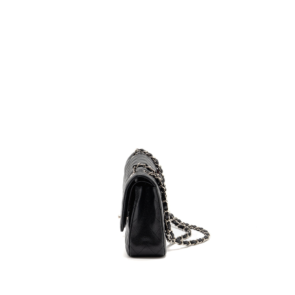 CHANEL MEDIUM CLASSIC DOUBLE FLAP BAG CAVIAR BLACK SHW