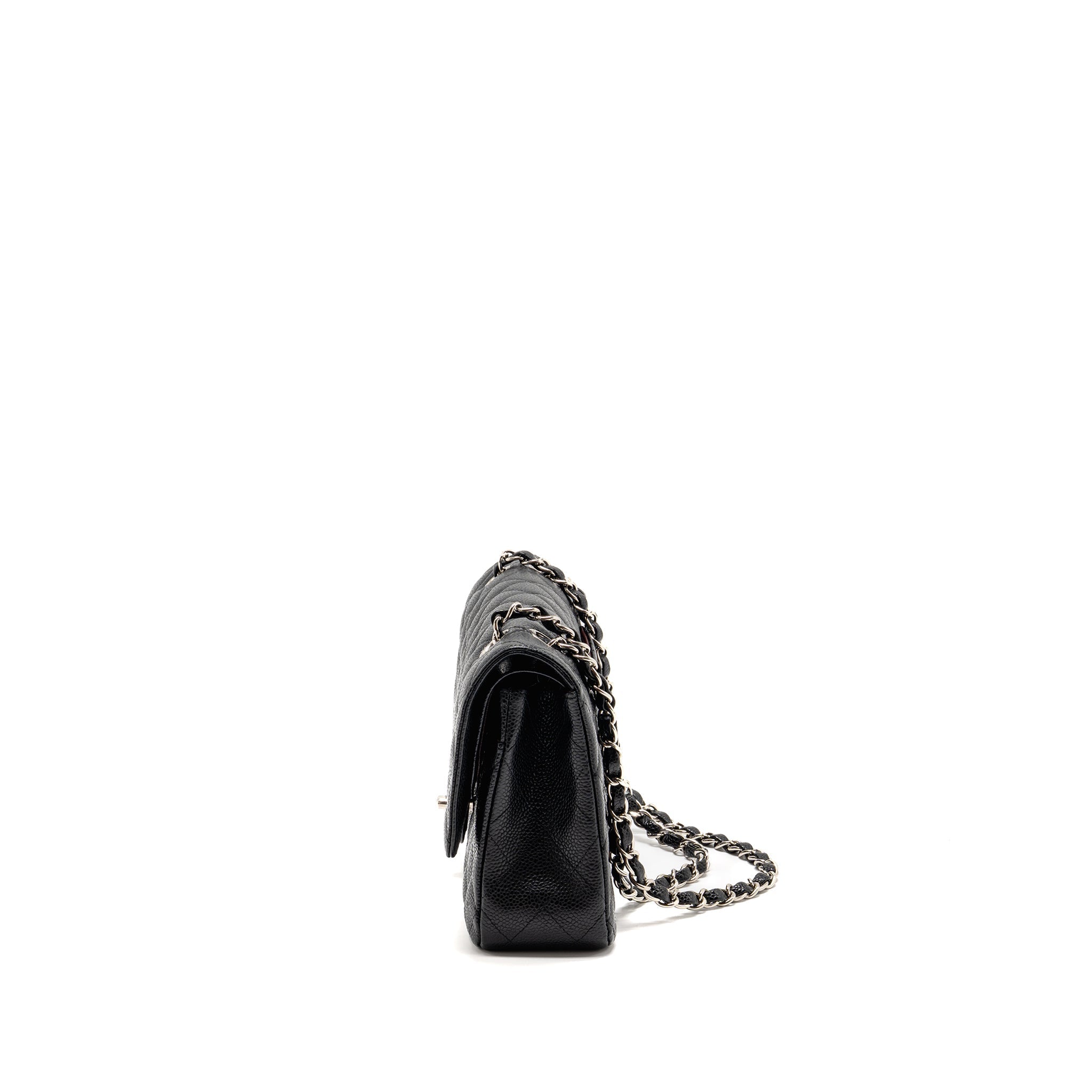 CHANEL MEDIUM CLASSIC DOUBLE FLAP BAG CAVIAR BLACK SHW