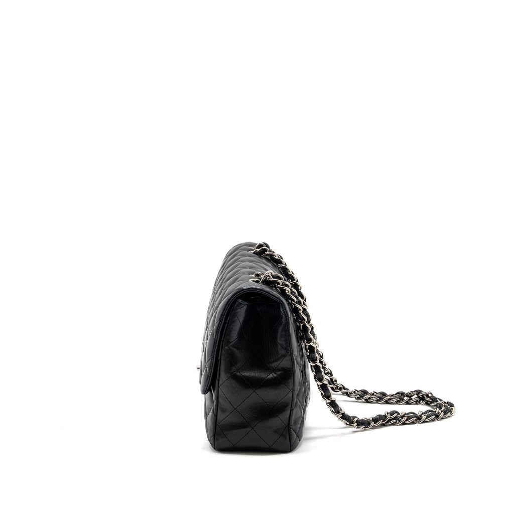 CHANEL CLASSIC JUMBO SINGLE FLAP BAG LAMBSKIN BLACK SHW