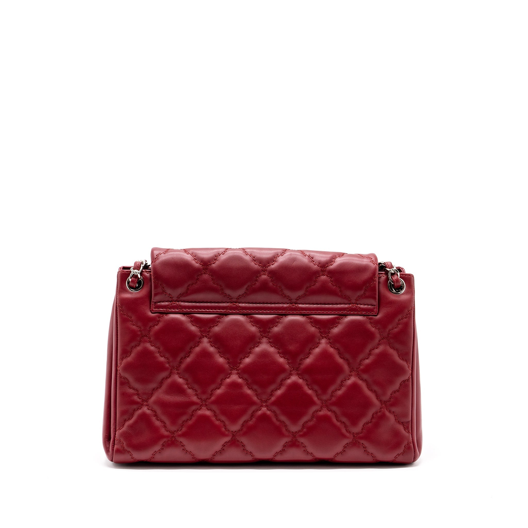 CHANEL HAMPTON TOTE BAG CALFSKIN RED SHW