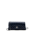 CHANEL QUILTED LONG FLAP BAG LAMBSKIN DARK BLUE SHW