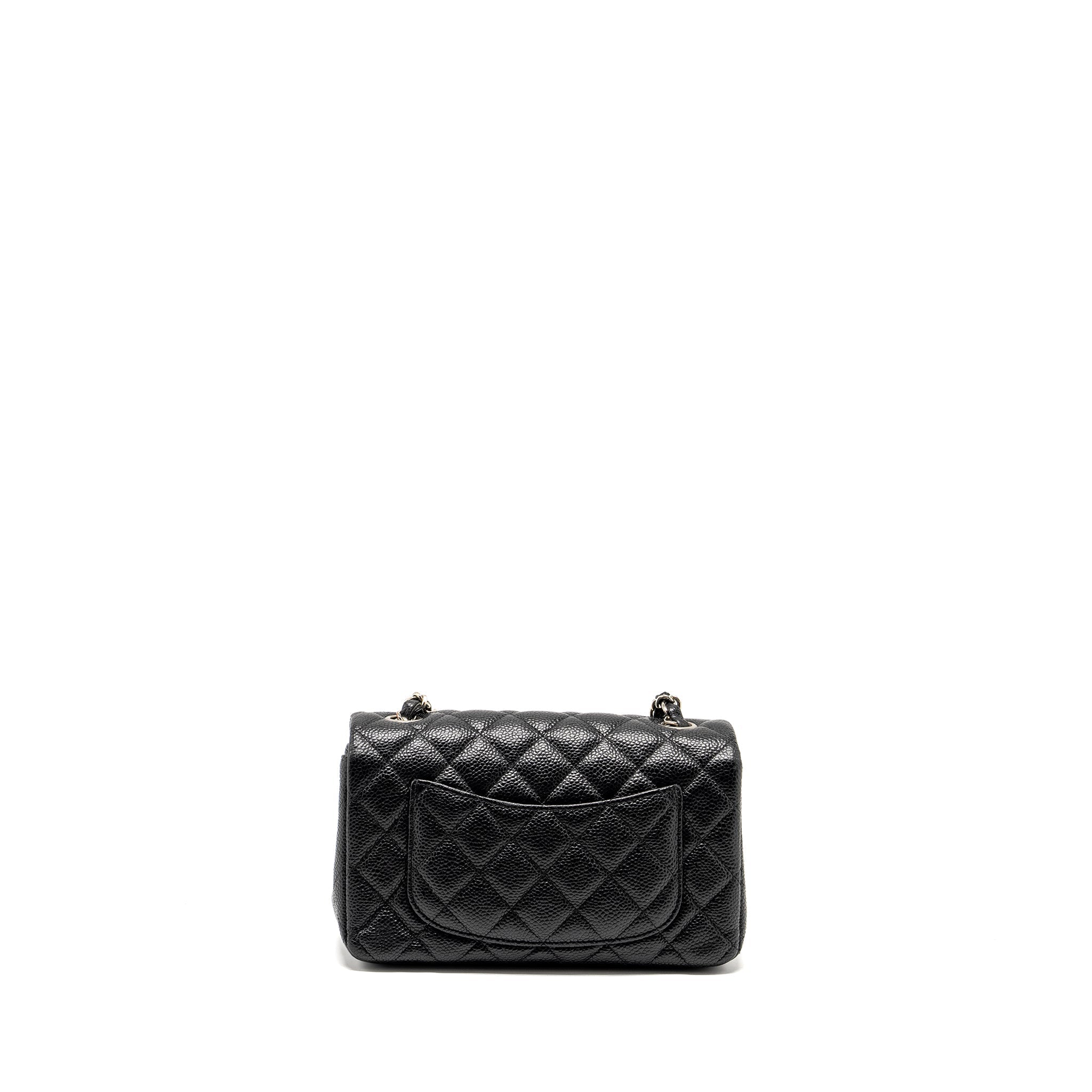 CHANEL MINI RECTANGULAR FLAP BAG CAVIAR BLACK SHW