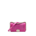 CHANEL MEDIUM BOY FLAP BAG PYTHON PINK BRUSHED SHW