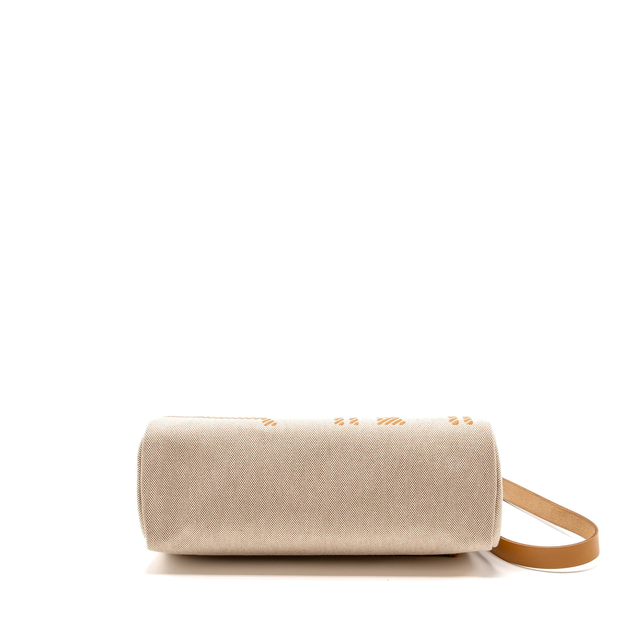 HERMES HERBAG ZIP 31 TOILE H EN RELIEF BRIDES GALA NAT SABLE/ECRU BEIGE SHW