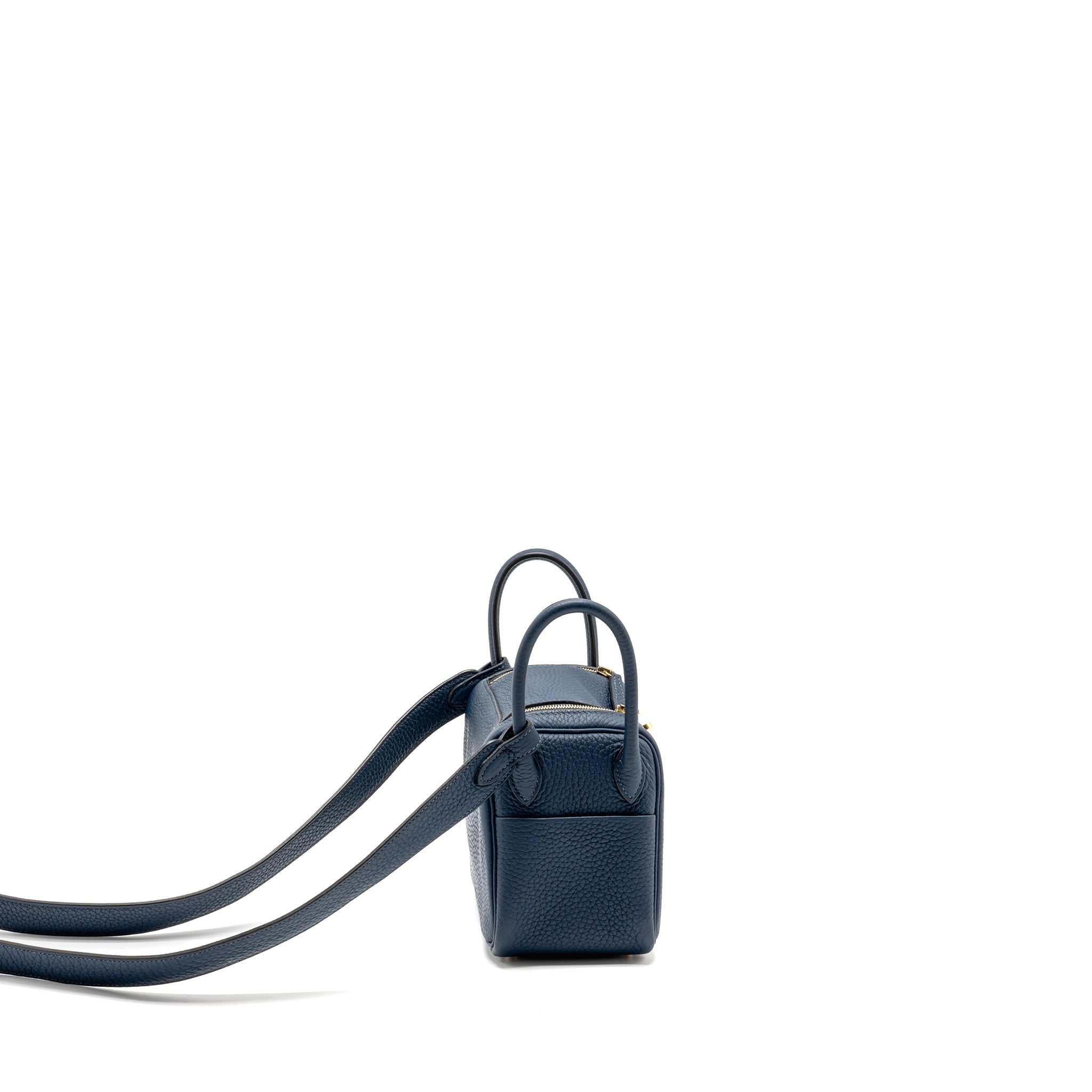 HERMES MINI LINDY CLEMENCE BLEU DE PRUSSE GHW