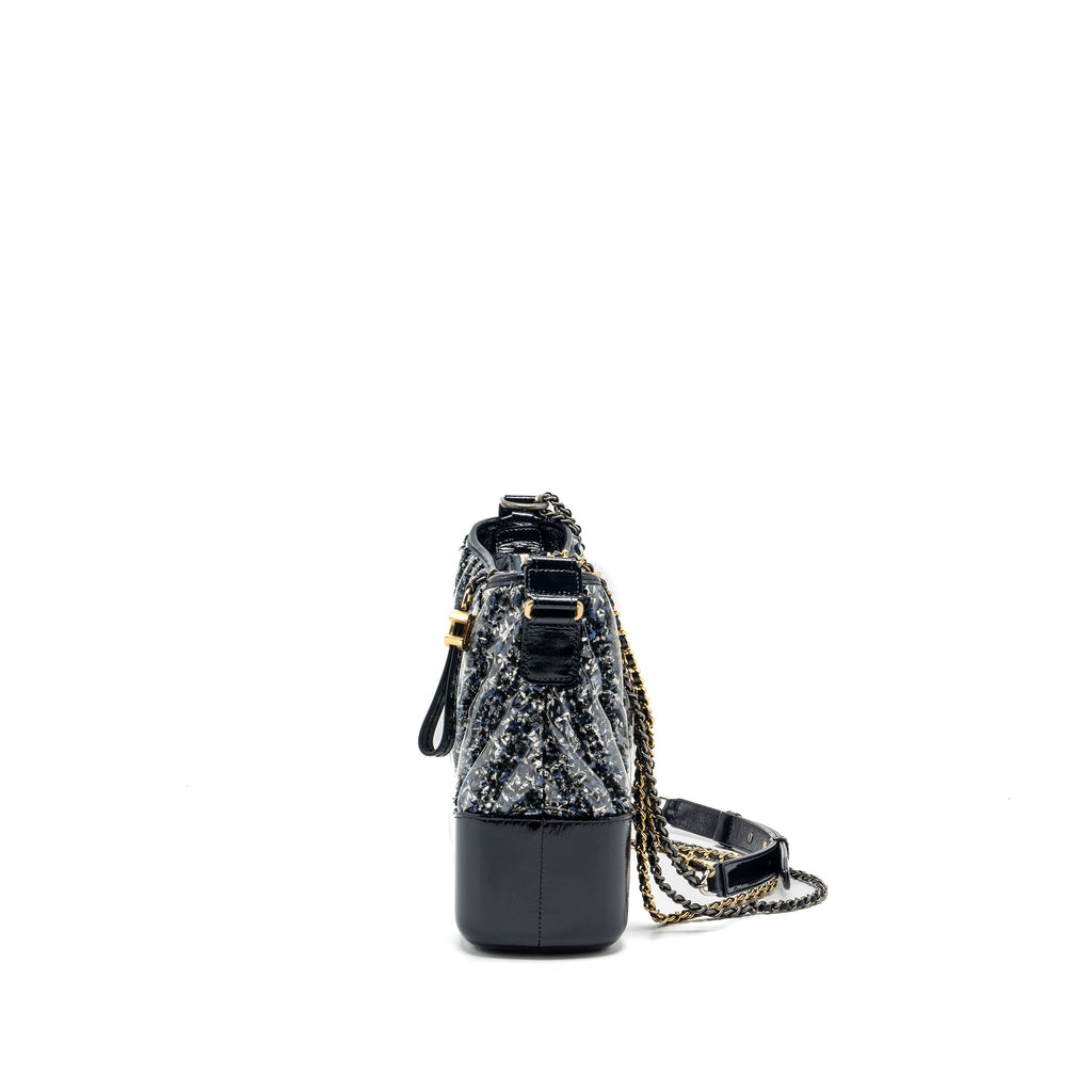 CHANEL GABRIELLE HOBO BAG CHEVRON PVC/TWEED MULTICOLOUR WITH MULTICOLOUR HARDWARE