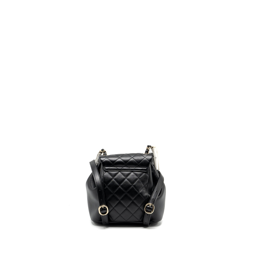CHANEL 24P MINI DUMA BACKPACK CALFSKIN BLACK LGHW (MICROCHIP)