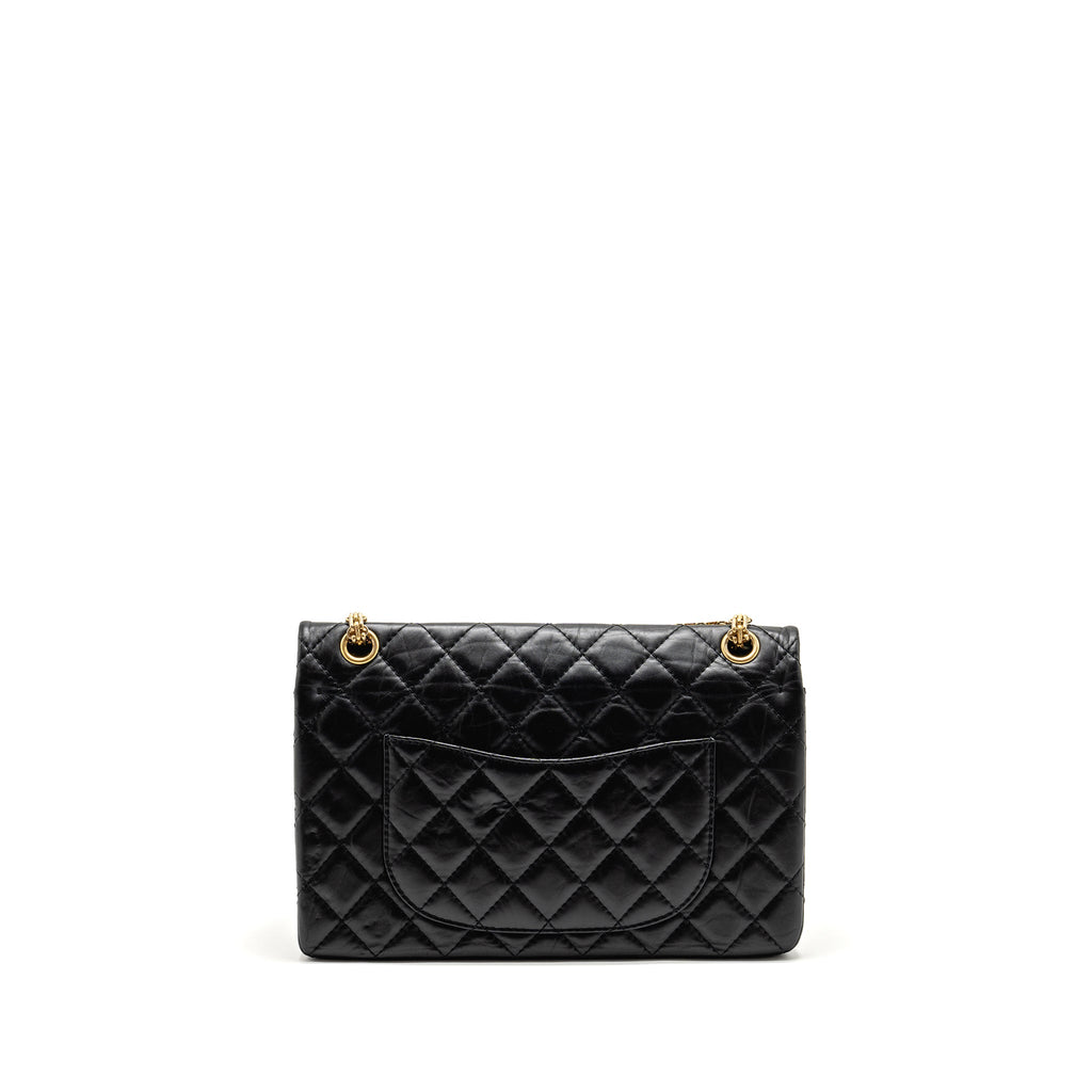 CHANEL LARGE 2.55 226 REISSUE DOUBLE FLAP BAG AGED CALFSKIN BLACK GHW