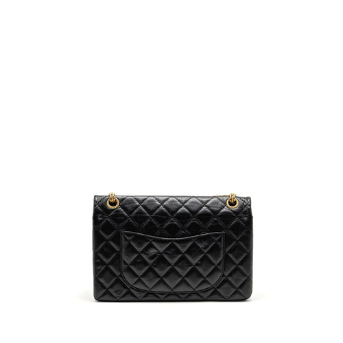 CHANEL LARGE 2.55 226 REISSUE DOUBLE FLAP BAG AGED CALFSKIN BLACK GHW
