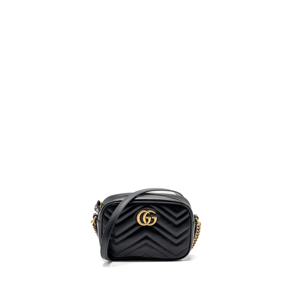GUCCI GG MARMONT MATELASSE MINI BAG CALFSKIN BLACK GHW