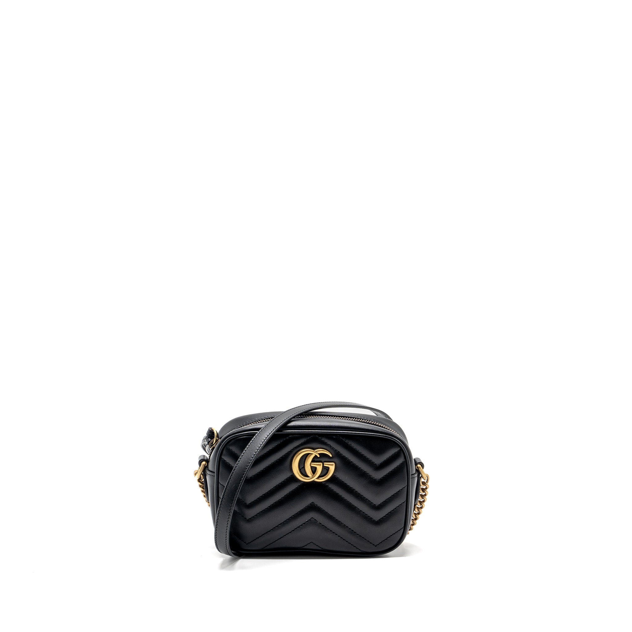GUCCI GG MARMONT MATELASSE MINI BAG CALFSKIN BLACK GHW