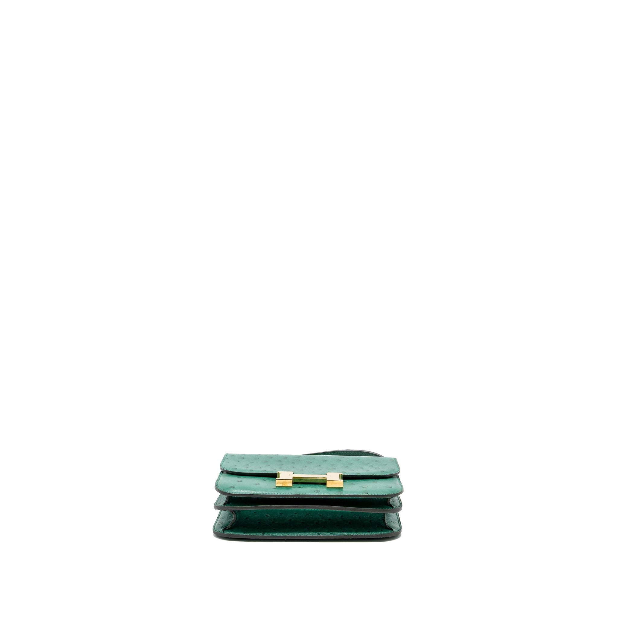 HERMES MINI CONSTANCE OSTRICH VERT VERTIGO GHW