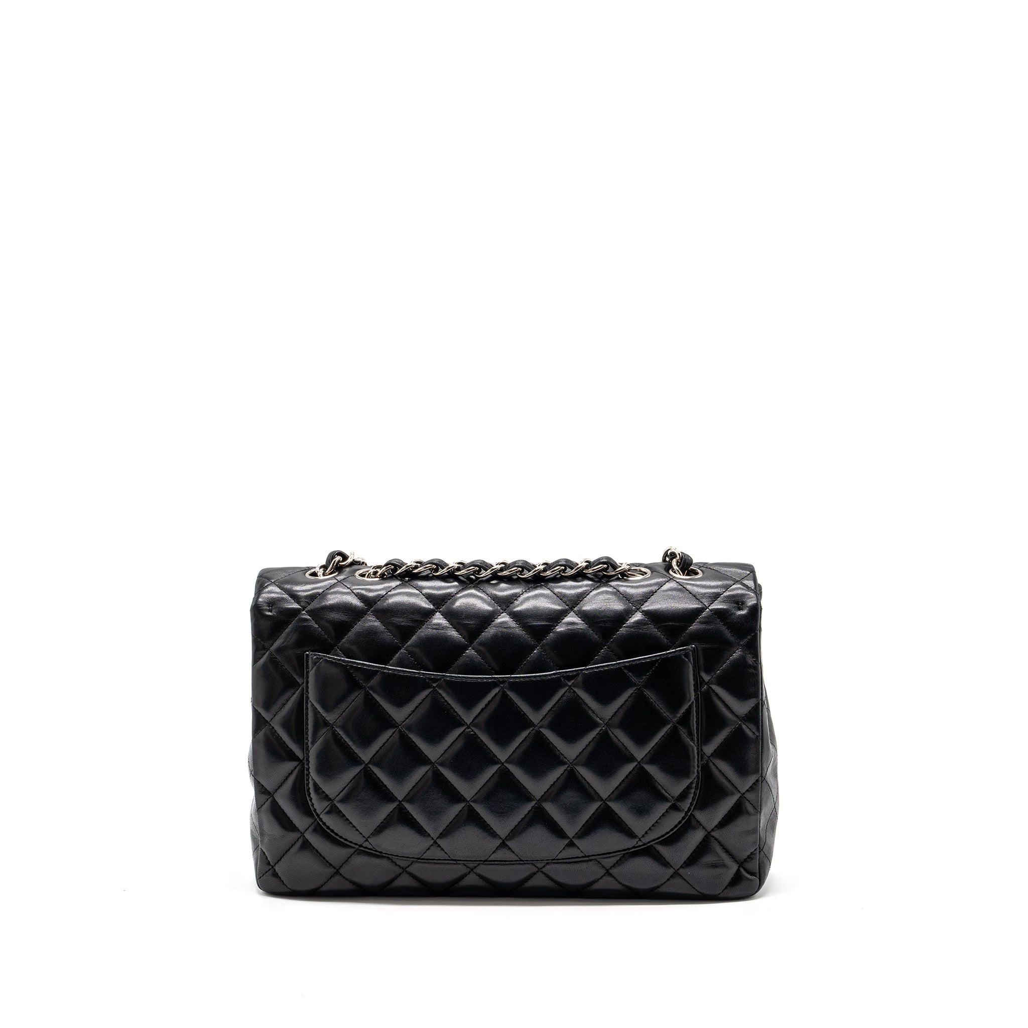 CHANEL CLASSIC JUMBO SINGLE FLAP BAG LAMBSKIN BLACK SHW