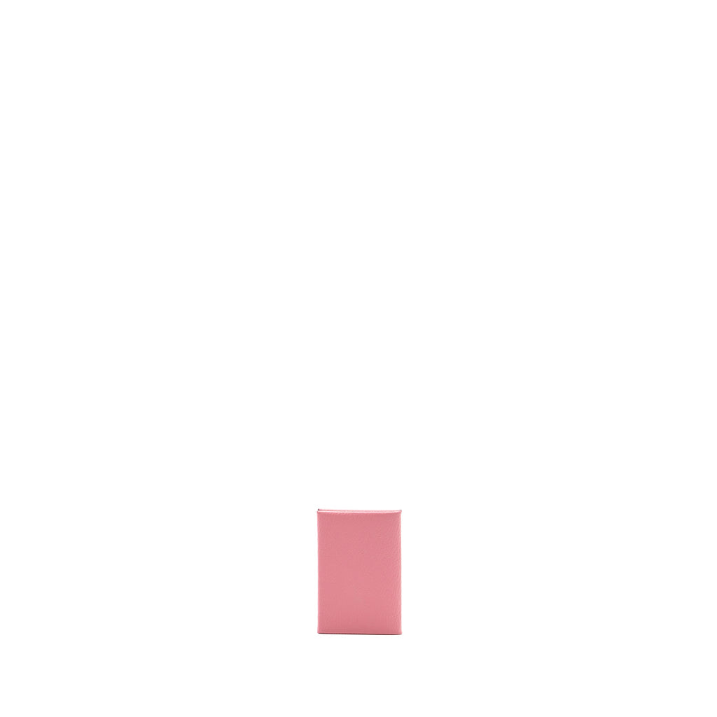HERMES CALVI CARD HOLDER CHEVRE MYSORE ROSE CONFETTI/ BRIQUE SHW