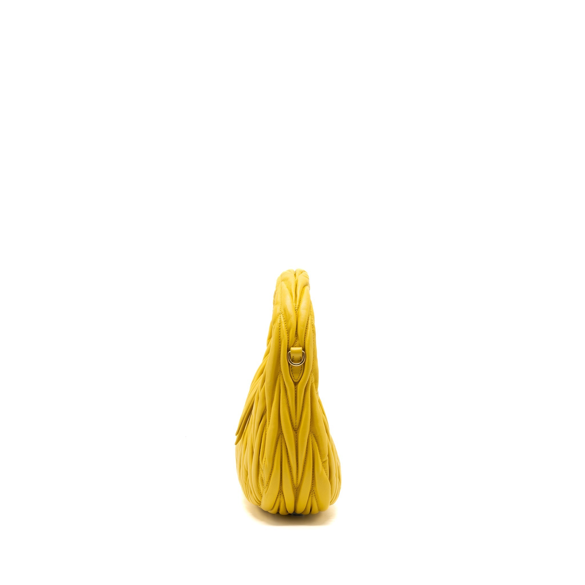 MIUMIU WANDER MATELASSE MINI HOBO BAG NAPPA YELLOW GHW