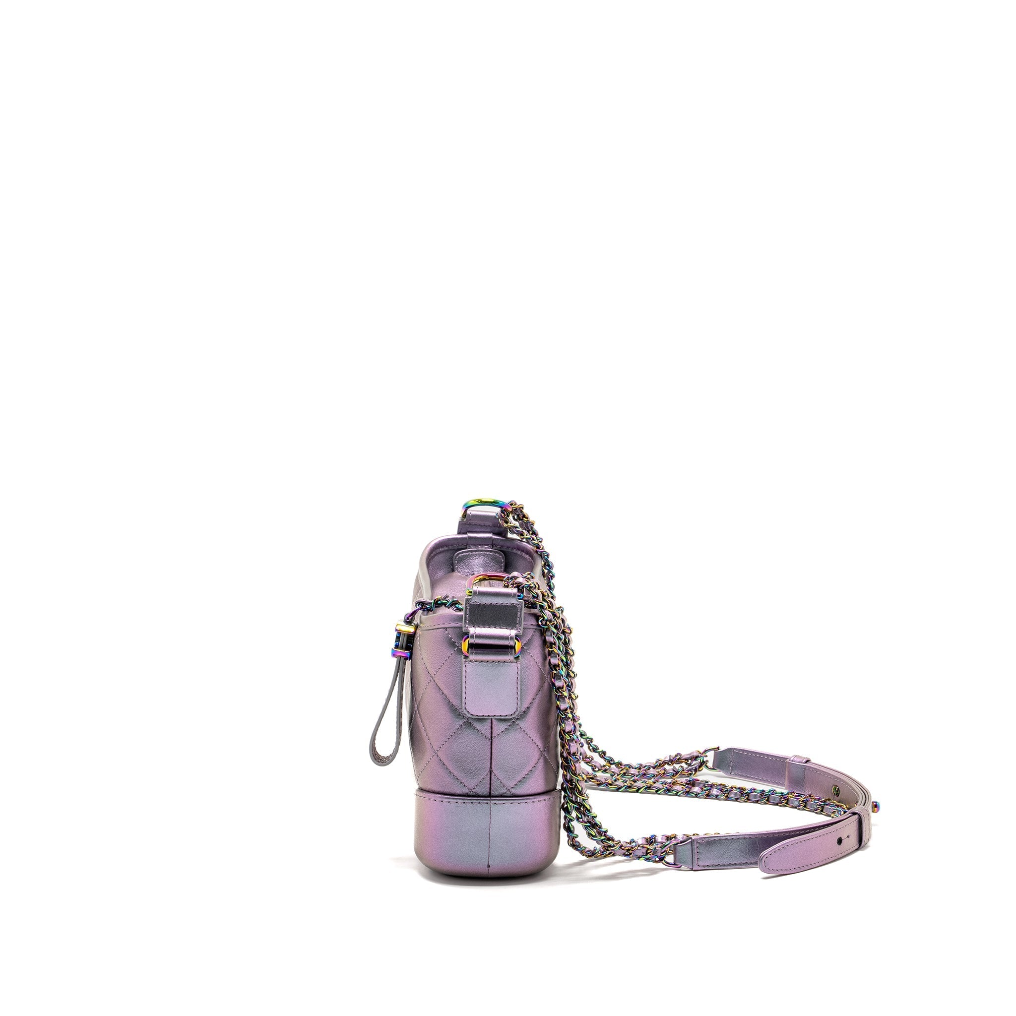 CHANEL SMALL GABRIELLE HOBO BAG CALFSKIN / LAMBSKIN IRIDESCENT LIGHT PURPLE MULTICOLOUR HARDWARE
