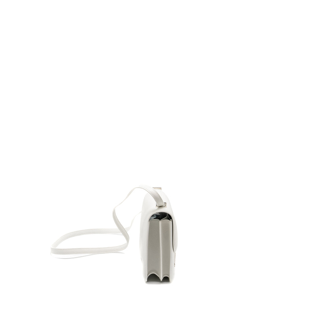 HERMES MINI CONSTANCE EVERCOLOR/ALLIGATOR MISSISSIPPIENSIS LISSE BUCKLE NEW WHITE / GRIS CIMENT SHW