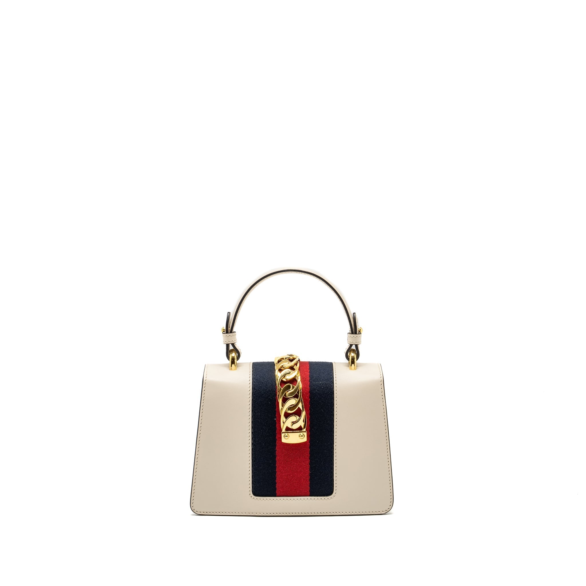 GUCCI MINI SYLVIE TOP HANDLE BAG CALFSKIN WHITE GHW
