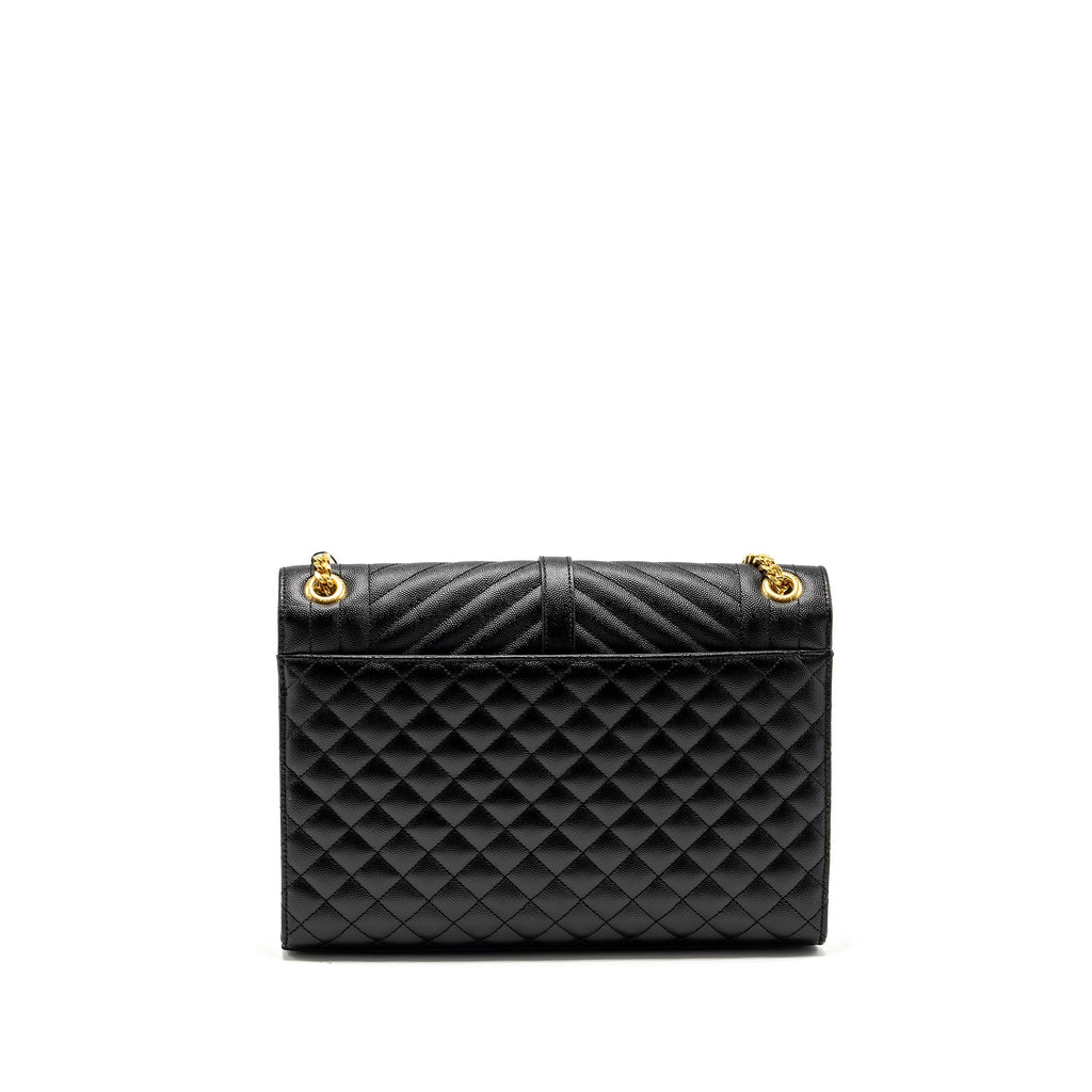 SAINT LAURENT LARGE ENVELOPE BAG CALFSKIN BLACK GHW
