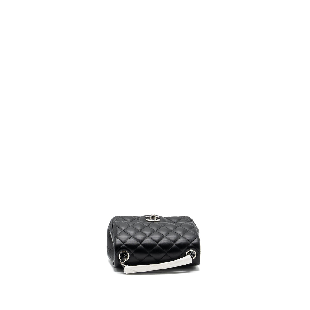 CHANEL MINI SQUARE FLAP BAG LAMBSKIN BLACK SHW (MICROCHIP)