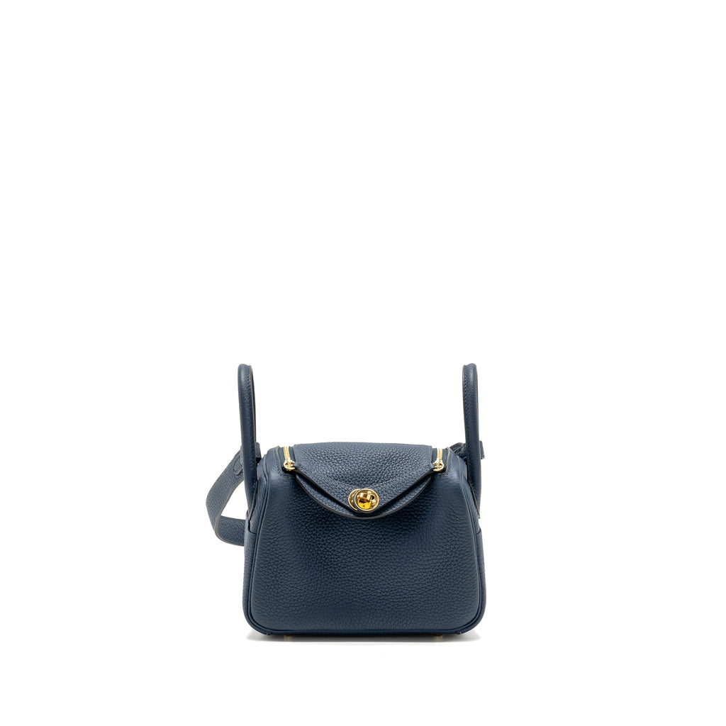 HERMES MINI LINDY CLEMENCE BLEU DE PRUSSE GHW