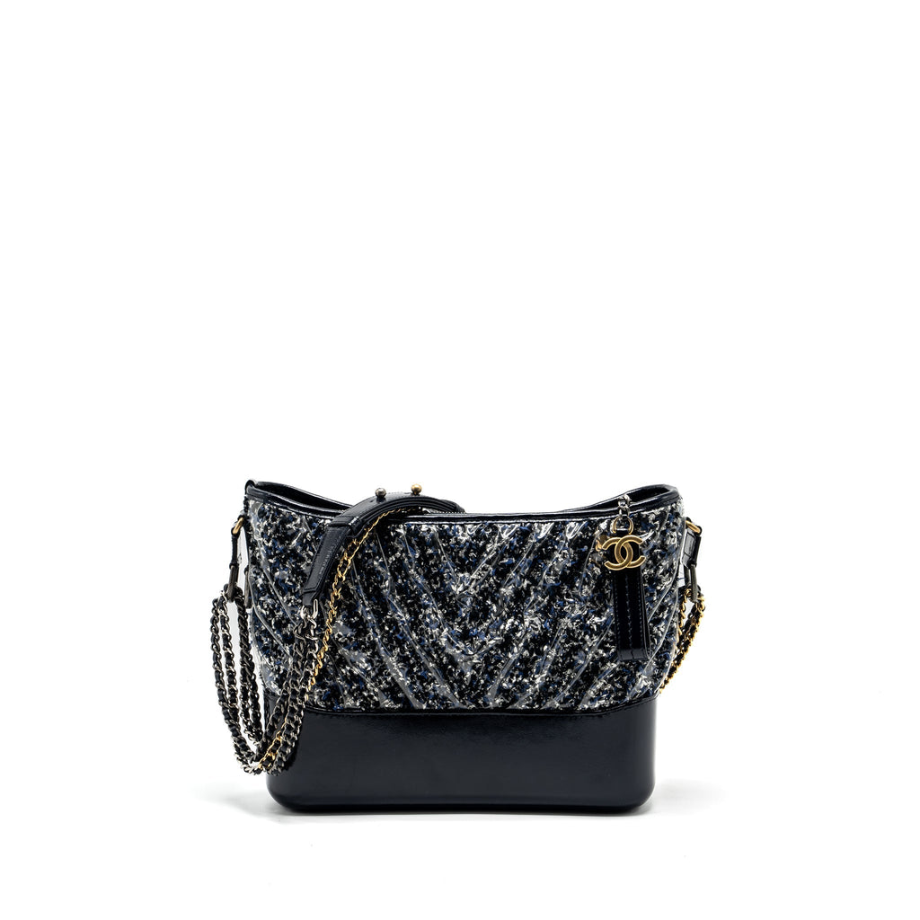 CHANEL GABRIELLE HOBO BAG CHEVRON PVC/TWEED MULTICOLOUR WITH MULTICOLOUR HARDWARE