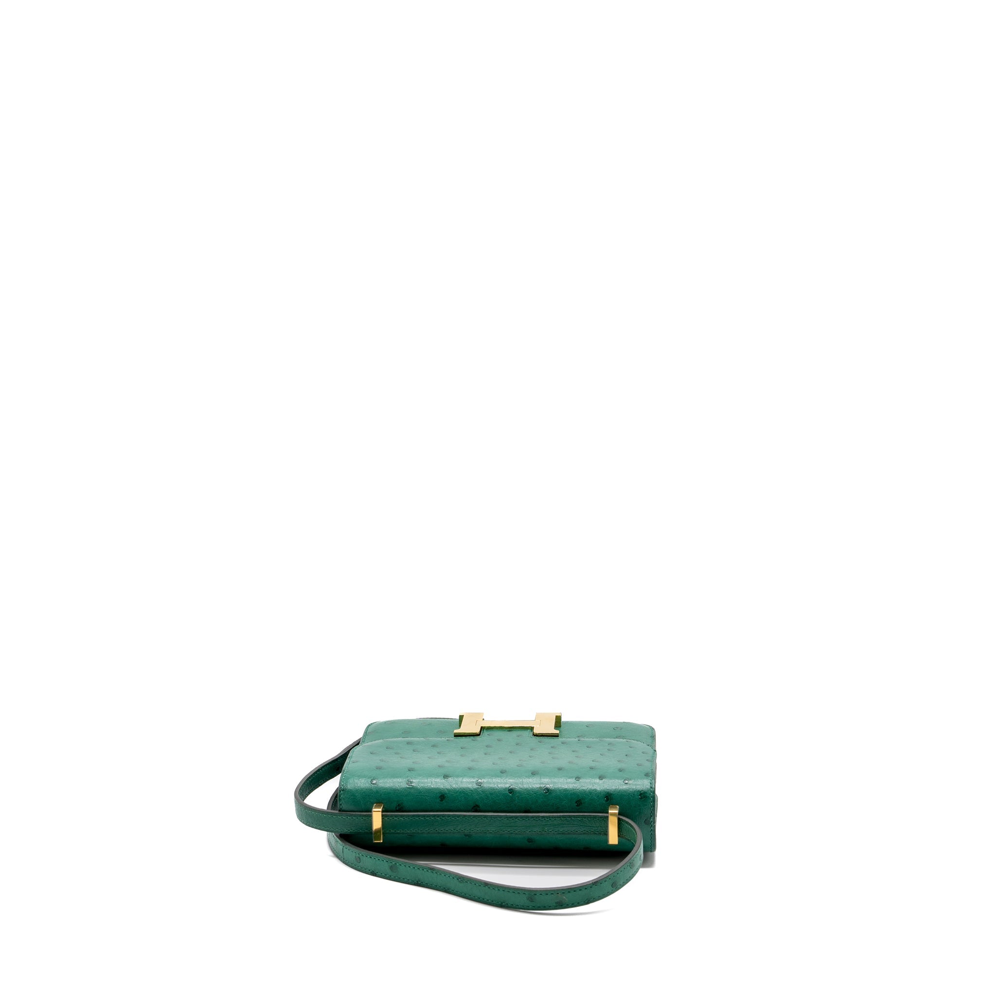 HERMES MINI CONSTANCE OSTRICH VERT VERTIGO GHW