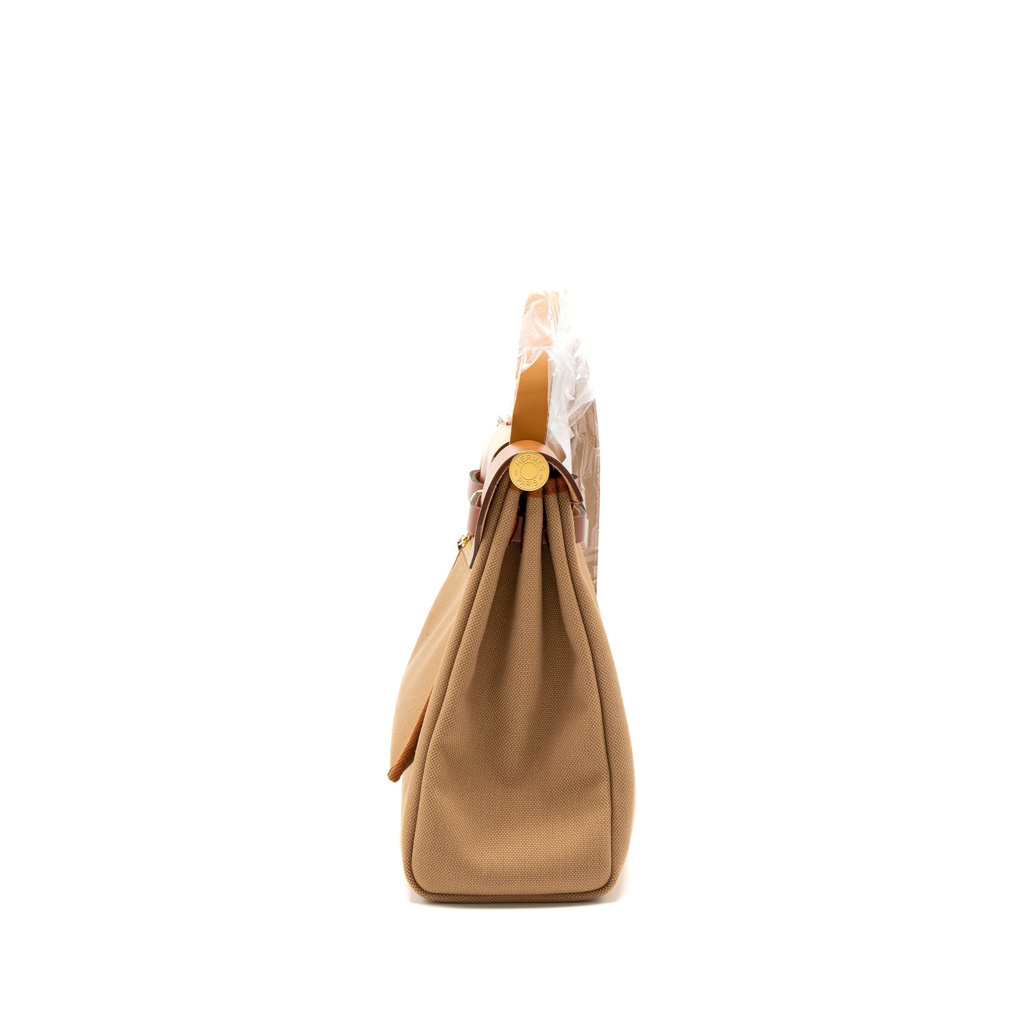 HERMES HERBAG 31 ZIP BAG CANVAS/VACHE HUNTER CHAI/ NATURAL SABLE/ FAUVE/ CUIVRE GHW