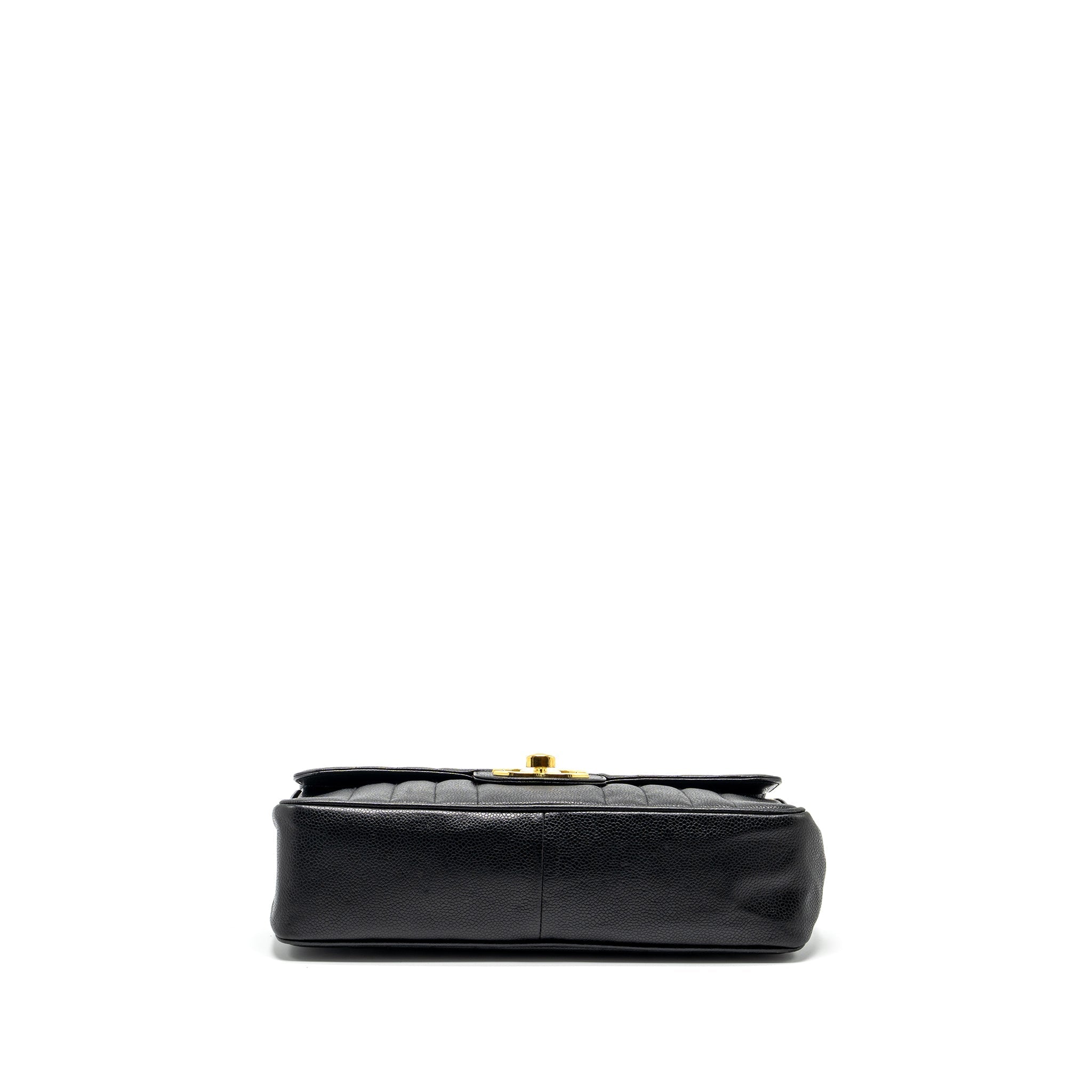 CHANEL VINTAGE VERTICAL JUMBO FLAP BAG CAVIAR BLACK GHW