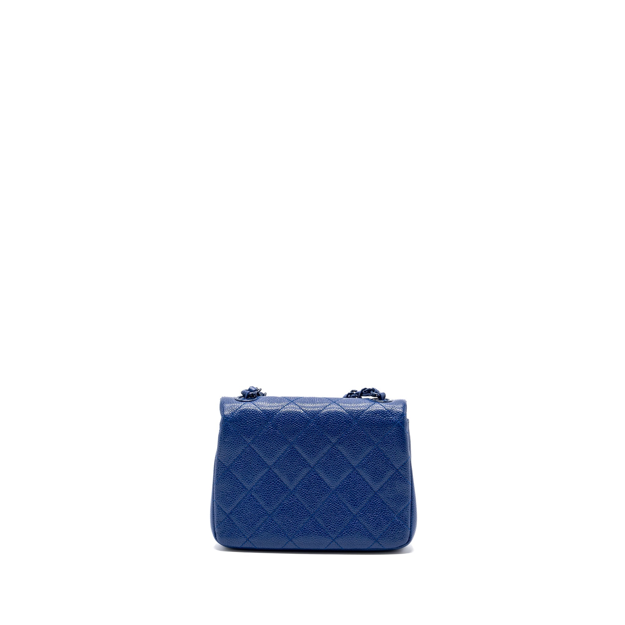 CHANEL SQUARE FLAP BAG CAVIAR BLUE WITH BLUE HARDWARE