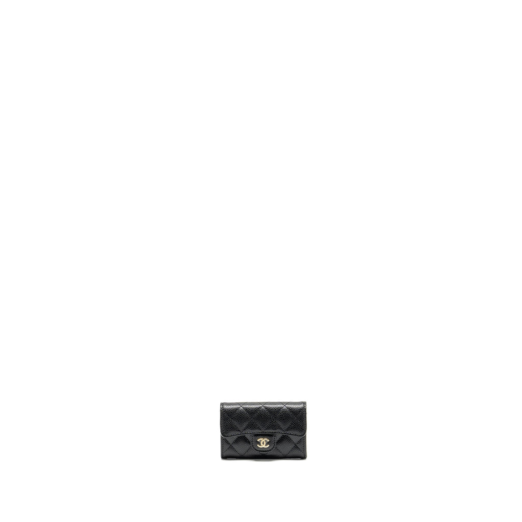 CHANEL CLASSIC FLAP CARD HOLDER CAVIAR BLACK GHW (MICROCHIP)