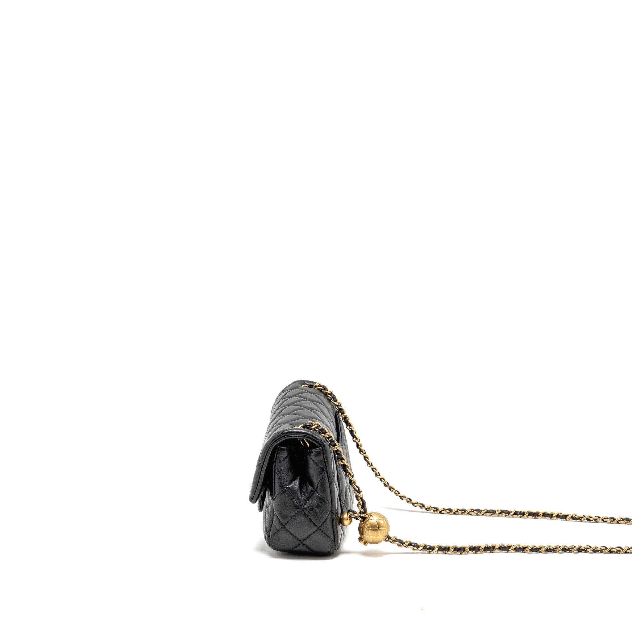 CHANEL PEARL CRUSH MINI RECTANGULAR FLAP BAG LAMBSKIN BLACK GHW