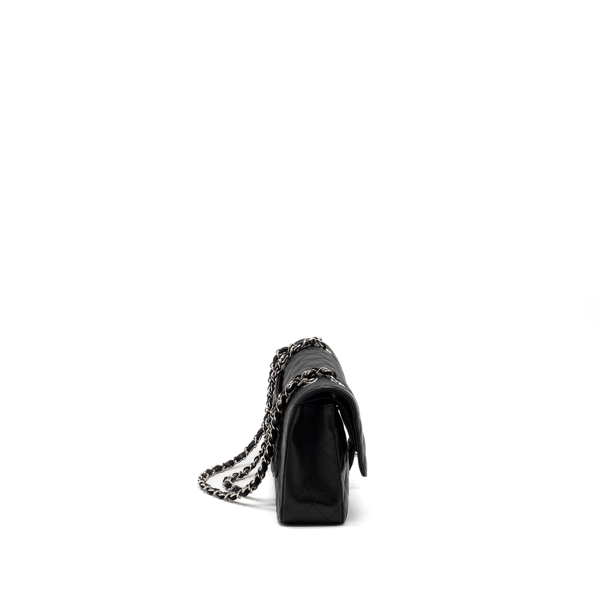 CHANEL MEDIUM CLASSIC DOUBLE FLAP BAG CAVIAR BLACK SHW