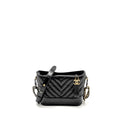 CHANEL SMALL GABRIELLE  HOBO BAG CHEVRON AGED CALFSKIN BLACK MULTICOLOUR HARDWARE