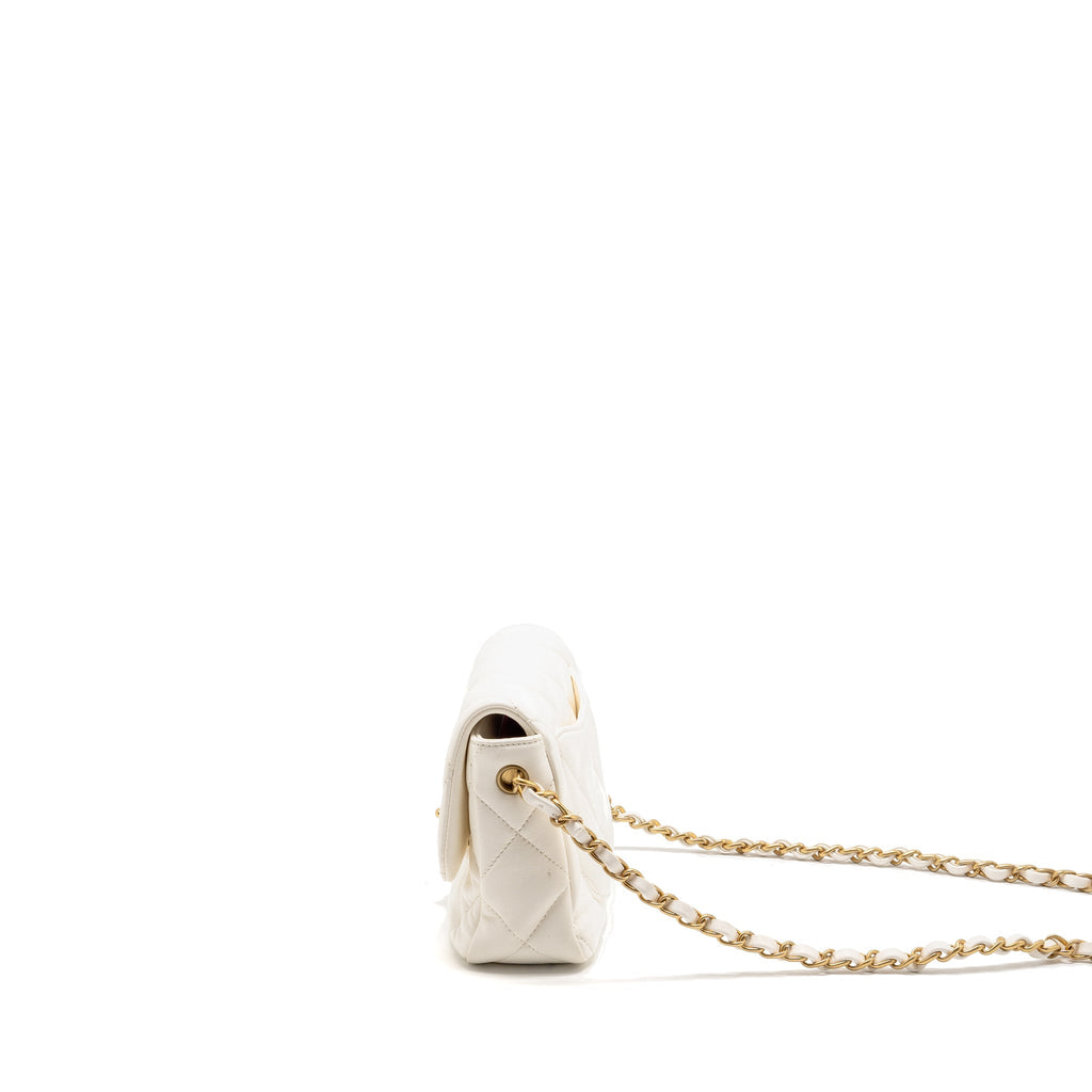 CHANEL 23S COCO LOVE SMALL FLAP BAG LAMBSKIN WHITE GHW (MICROCHIP)