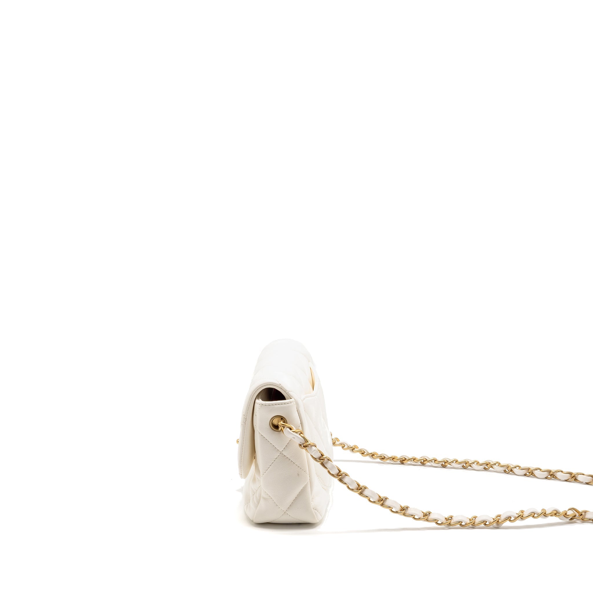 CHANEL 23S COCO LOVE SMALL FLAP BAG LAMBSKIN WHITE GHW (MICROCHIP)