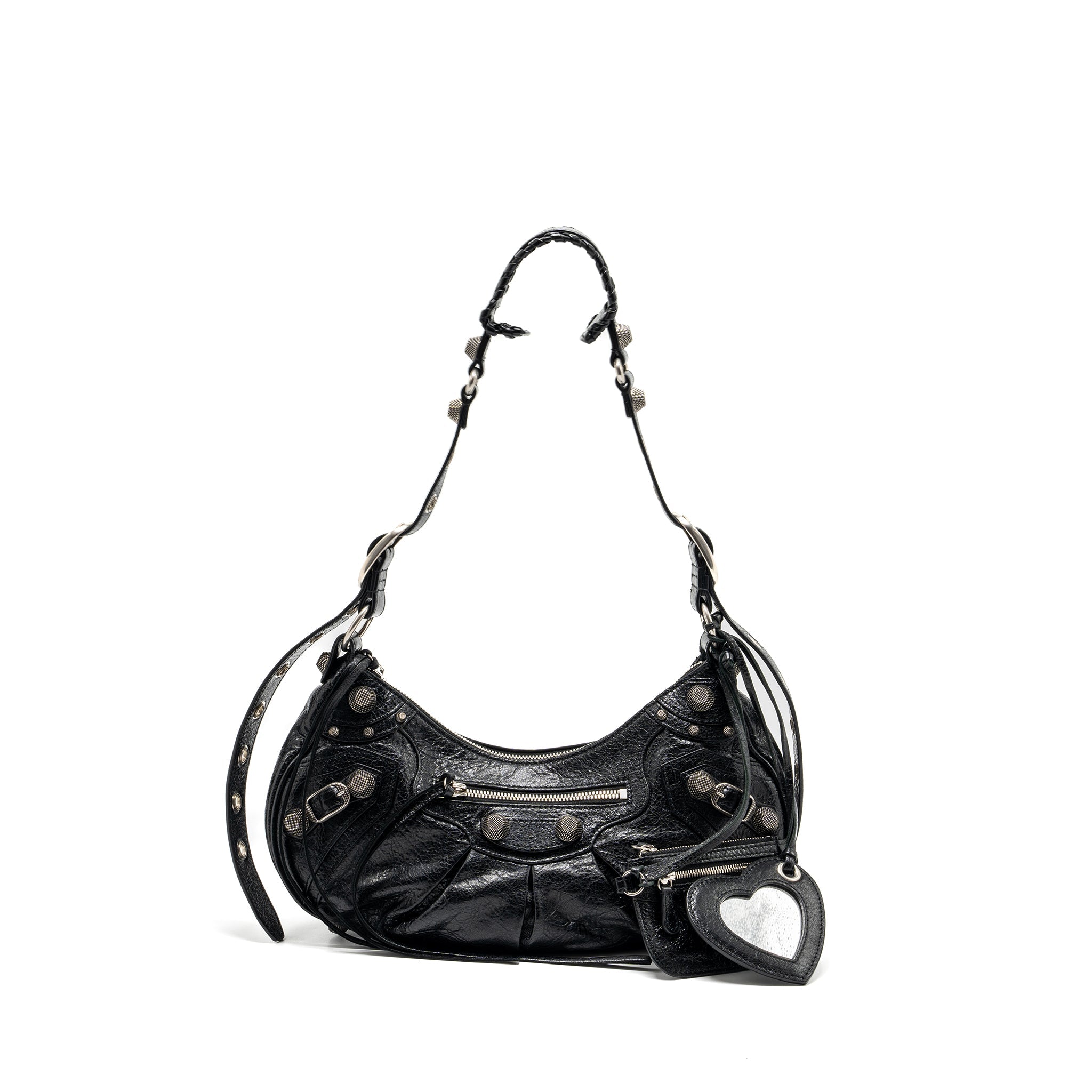 BALENCIAGA LE CARGOLE SMALL SHOULDER BAG LAMBSKIN BLACK SHW