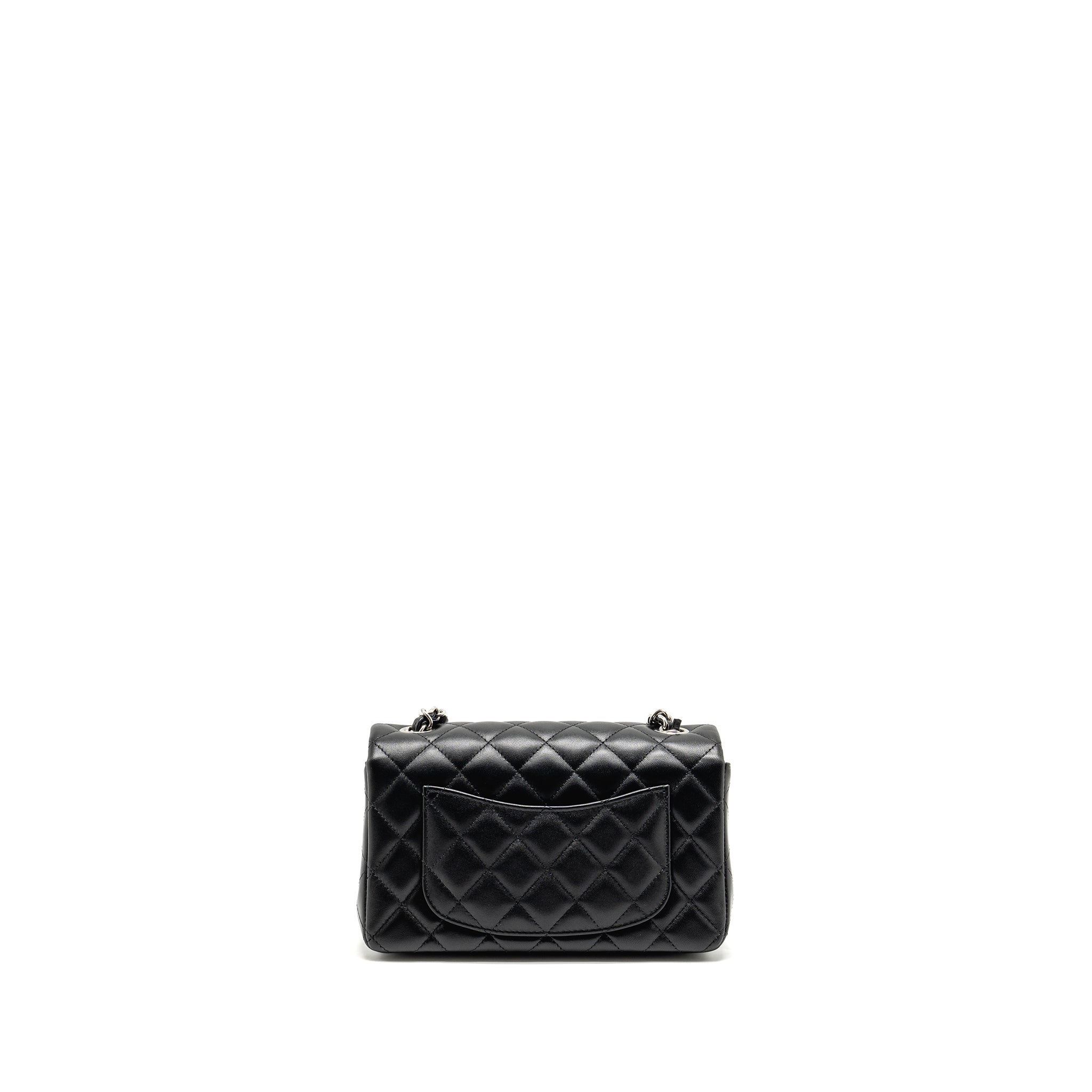 CHANEL MINI RECTANGULAR FLAP BAG LAMBSKIN BLACK SHW (MICROCHIP)