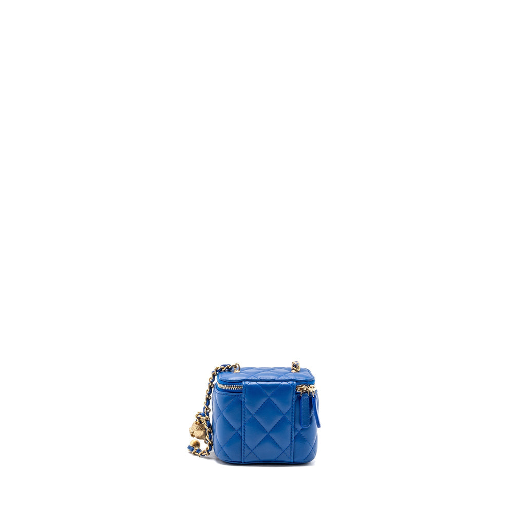 CHANEL PEARL CRUSH MINI VANITY LAMBSKIN BLUE GHW(MICROCHIP)