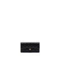 CHANEL CLASSIC FLAP WALLET GRAINED CALFSKIN BLACK GHW