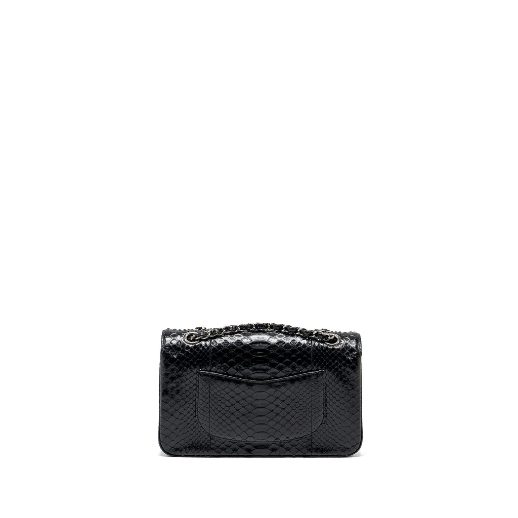 CHANEL MEDIUM CLASSIC DOUBLE FLAP BAG PYTHON BLACK SHW